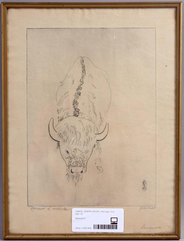 JOSEPH HECHT, etsningar, 2 st, sign.