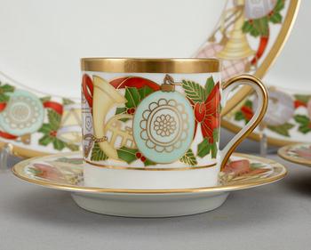 SERVISDELAR, 4st, porslin, "Dior Christmas", Christian Dior, Frankrike, tillverkad mellan 1991-96.
