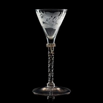 617. An English wine goblet, 18th Century.