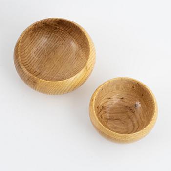 Magnus Ek, a set of eight oak wood bowls for Oaxen Krog, 2019.