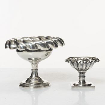Bowl on foot, 2 pcs, silver, Vienna around the mid-19th century.