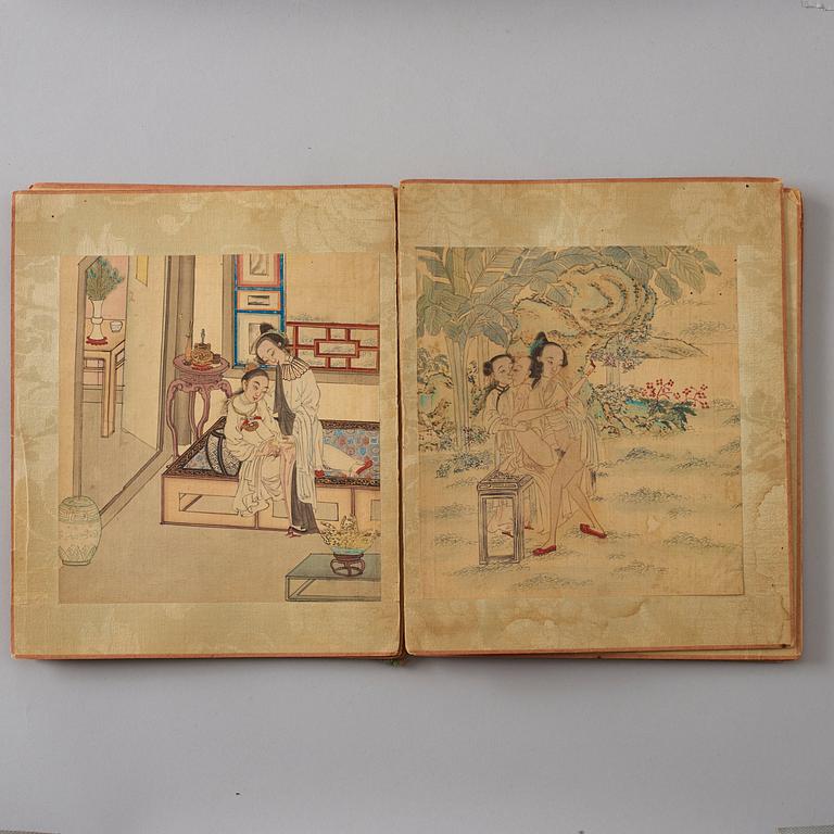 An album with ten erotic paintings, late Qing dynasty/early 20th Century.