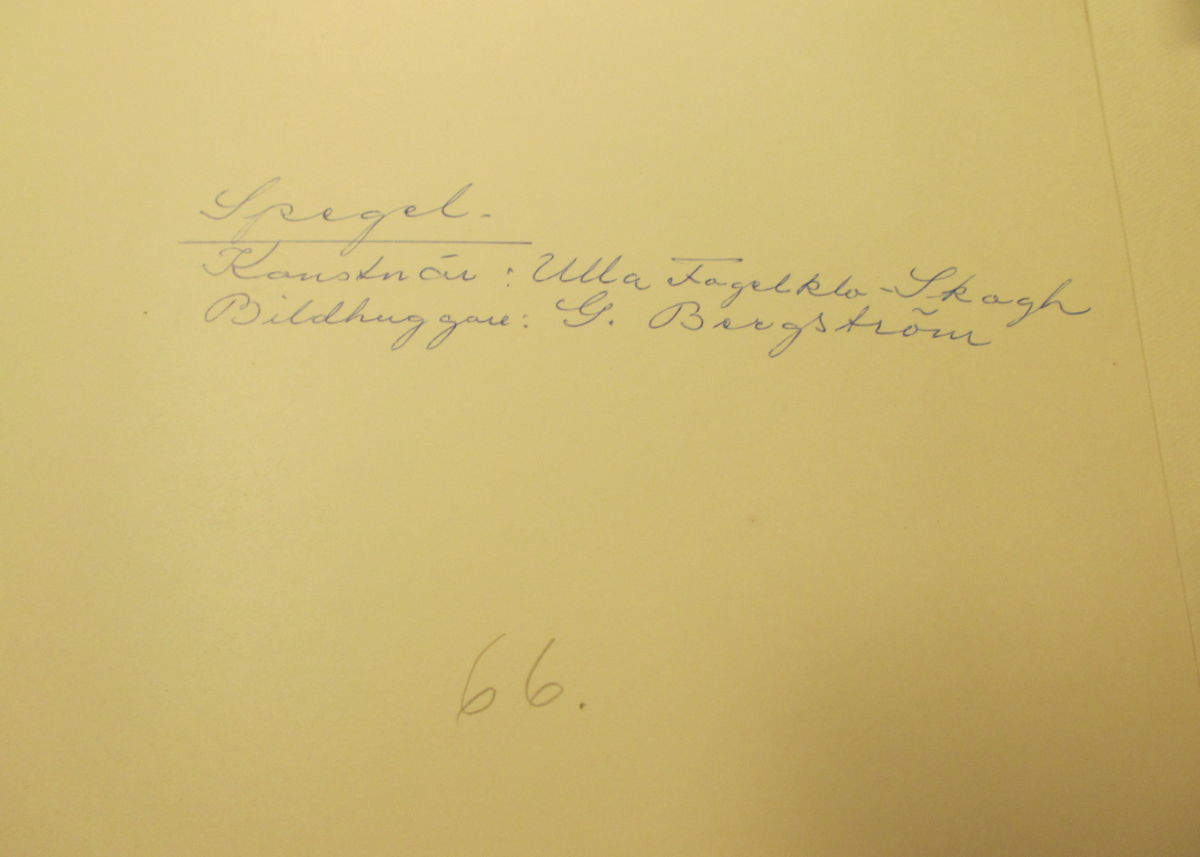 Ulla Fogelklou-Skogh, a wall mirror, cabinetmaker Gustav Bergsten, for the Stockholm Crafts Association, 1936.