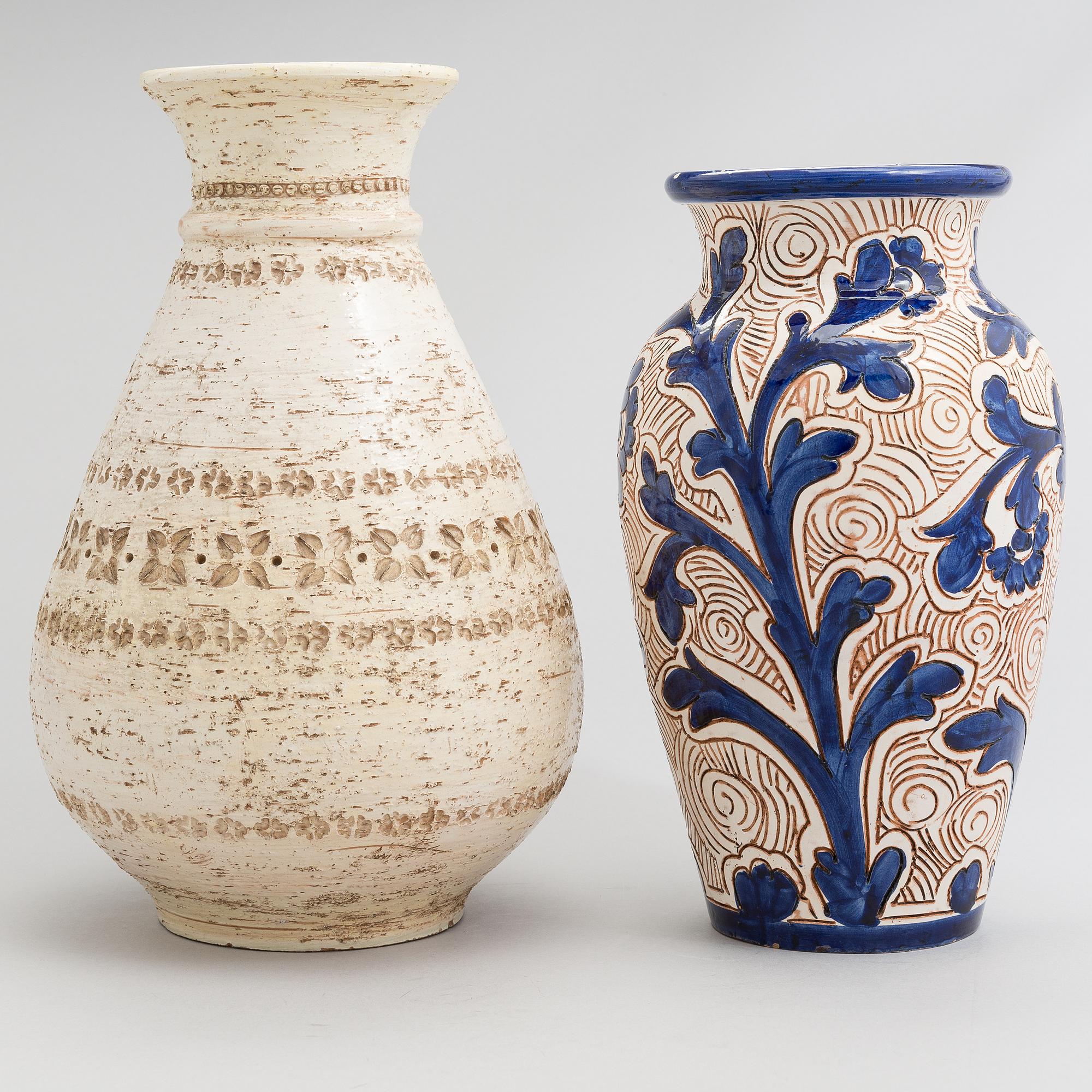 ALDO LONDI, vas, 2 st, keramik, Bitossi, 1900-talets andra hälft, Italien.