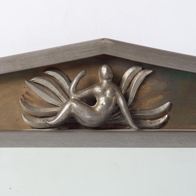 Nils Fougstedt, a Swedish Grace pewter framed wall mirror, model 137, Firma Svenskt Tenn, Stockholm 1925.