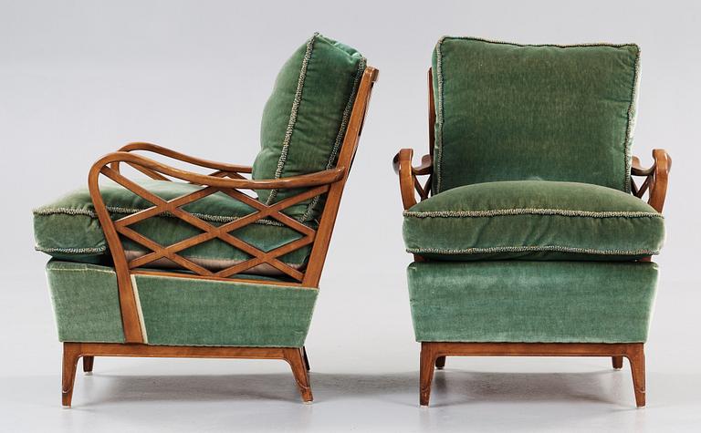 SVENSKA MÖBELFABRIKERNA, fåtöljer, ett par, Bodafors 1940-50-tal.