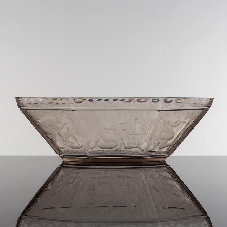 SIMON GATE, skål, "Paradis", Orrefors, 1929.