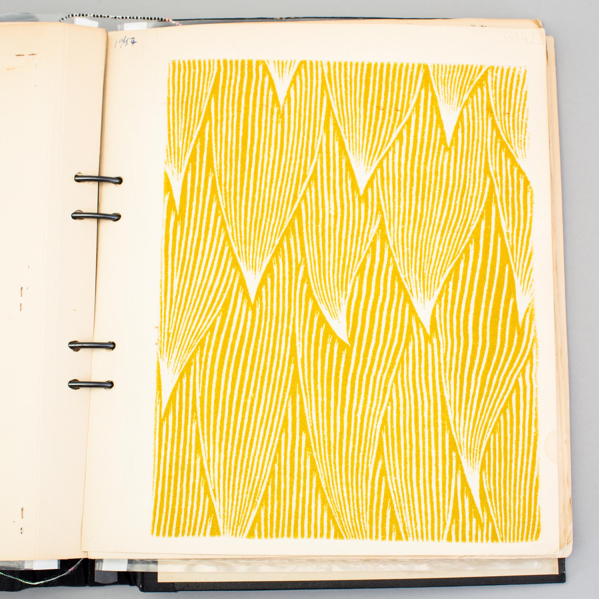 STIG LINDBERG, a folded with textile samples from NK textile store, 1950/60s.