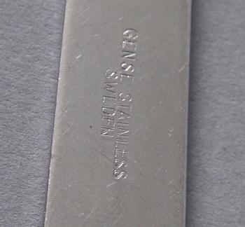 BESTICKSERVIS, 56 delar, rostfritt stål, "Thebe", Folke Arström, GENSE (Gustav Eriksson NySilverfabrik i Eskilstuna), omkring 1900-talets mitt.