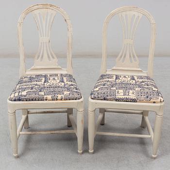 A pair of gustavian chairs, early 19th century.