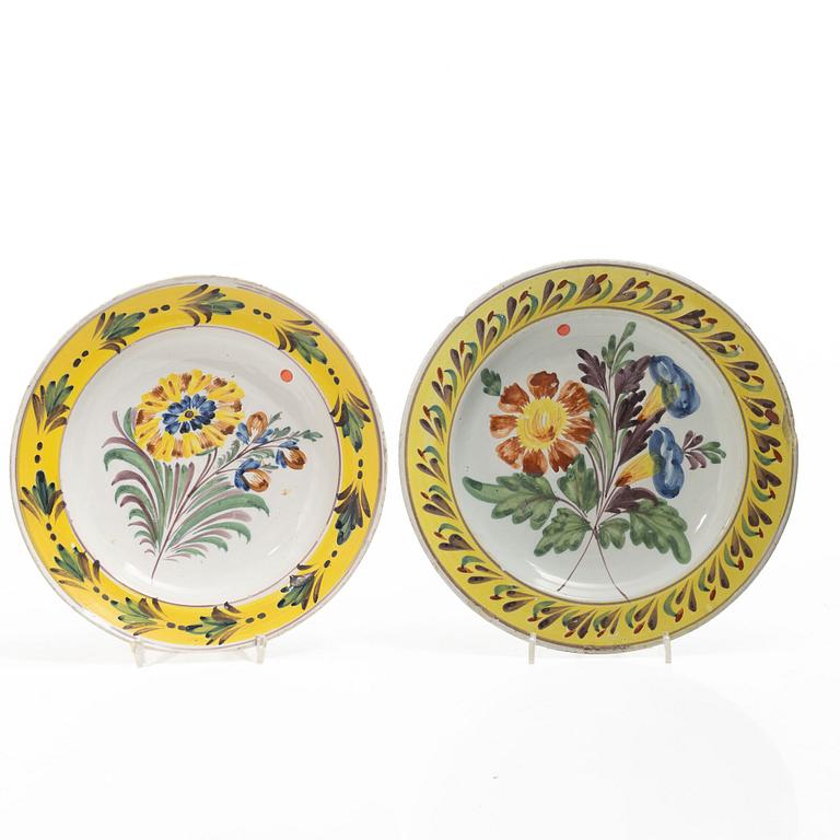 Plates, 6 pieces, faience, Kellinghusen, early 19th century.