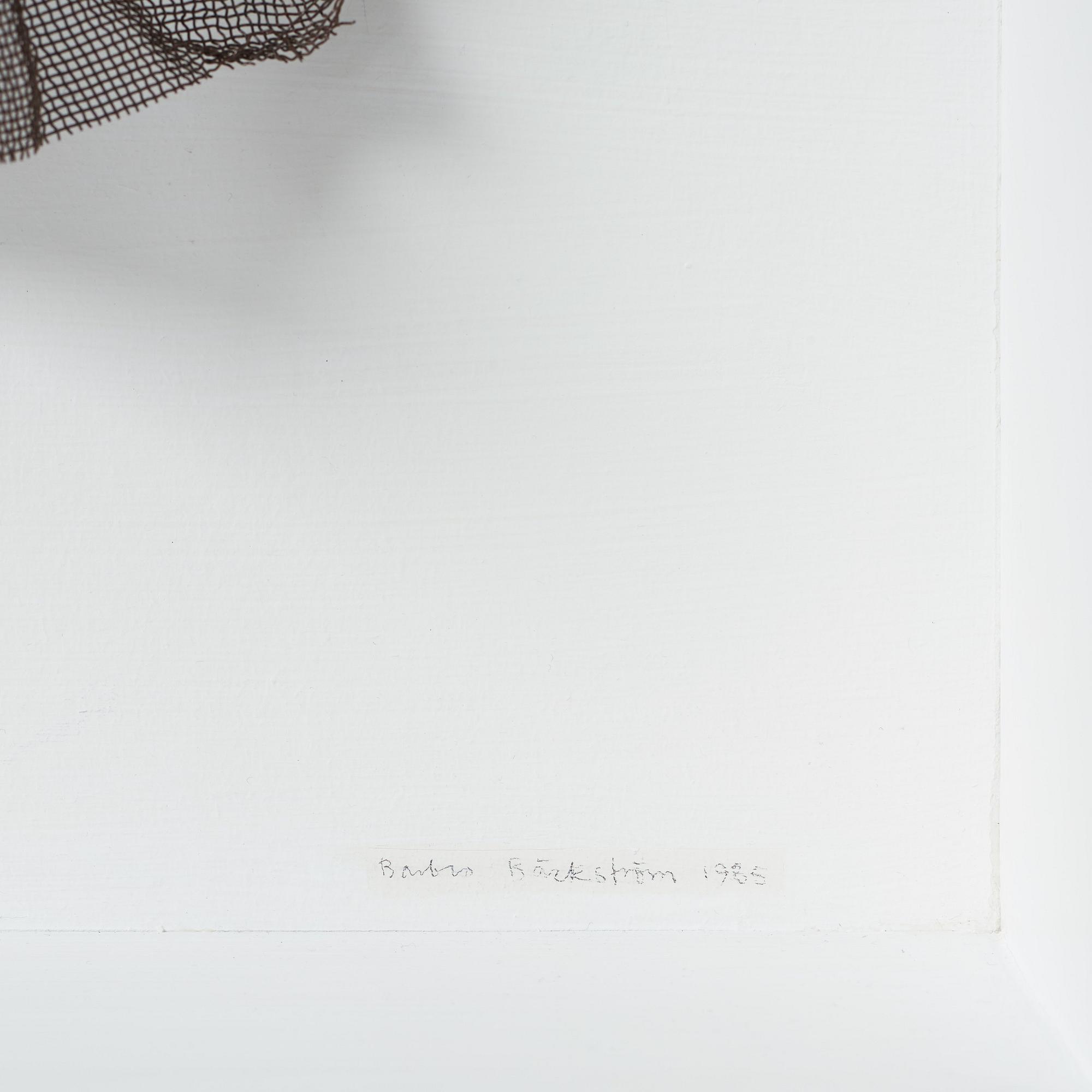 BARBRO BÄCKSTRÖM, scupture, signed on the frame and dated 1985.
