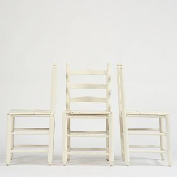 A set of three Gustavian ladderback chairs, late 18th/ early 19th century.