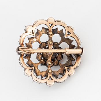 Silver and rose-cut diamond brooch.