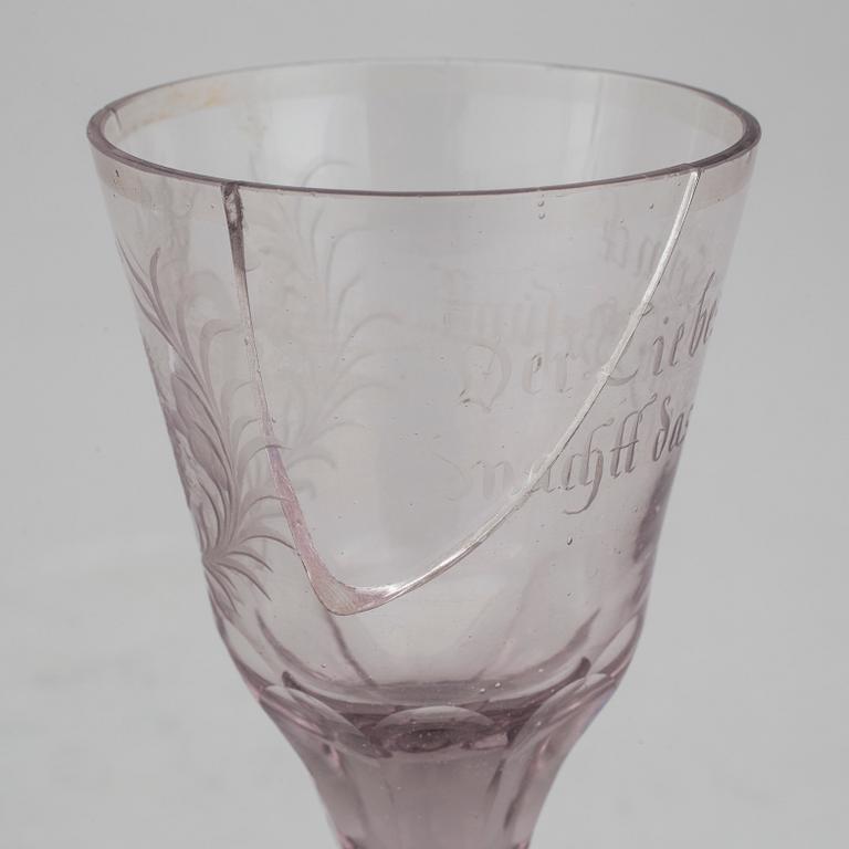 POKALGLAS, 2 st, Böhmen, 1700-talets andra hälft.