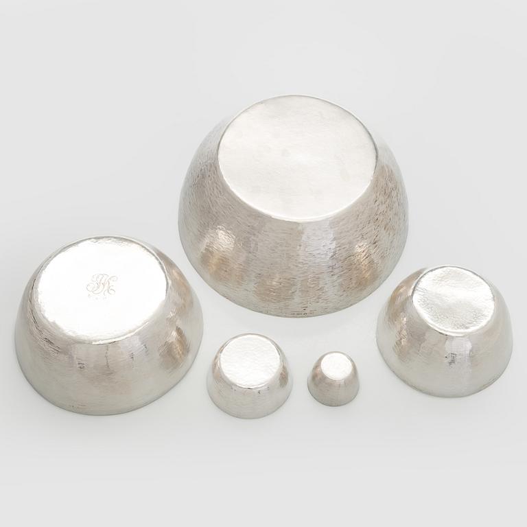 Tapio Wirkkala, A set of five silver bowls, Kultakeskus, Hämeenlinna 1970, 1971, 1978, 1979 and 2006.