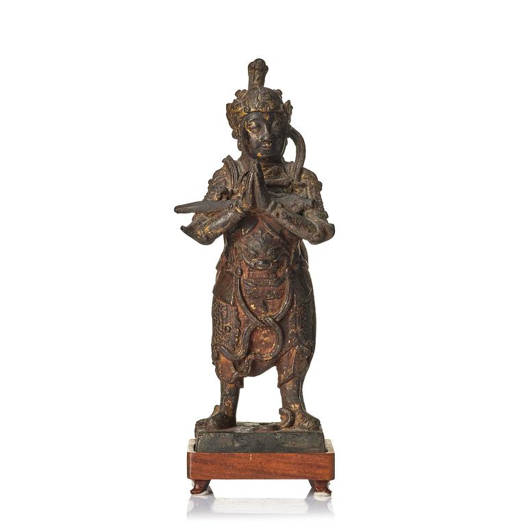 A bronze sculpture of a guardsman, Ming dynasty (1368-1644).