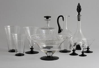 GLASSERVIS, 38 (36+2) delar, art deco, 1920/1930-tal.