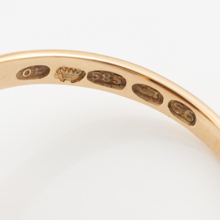 Ring 14K gold with brown stone. Oskar Lindroos, Helsinki 1947.