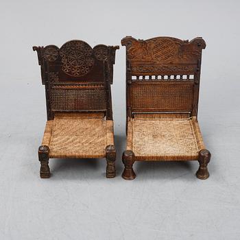 Two chairs, probably India, ca 1900.