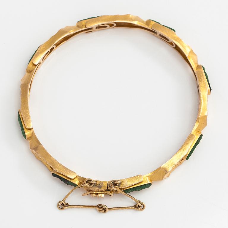 Björn Weckström, armband, "Namban", 14K guld och zoisit, Lapponia 1977.