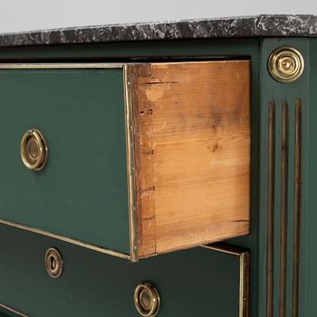 A Gustavian style chest of drawers, around the year 1900.