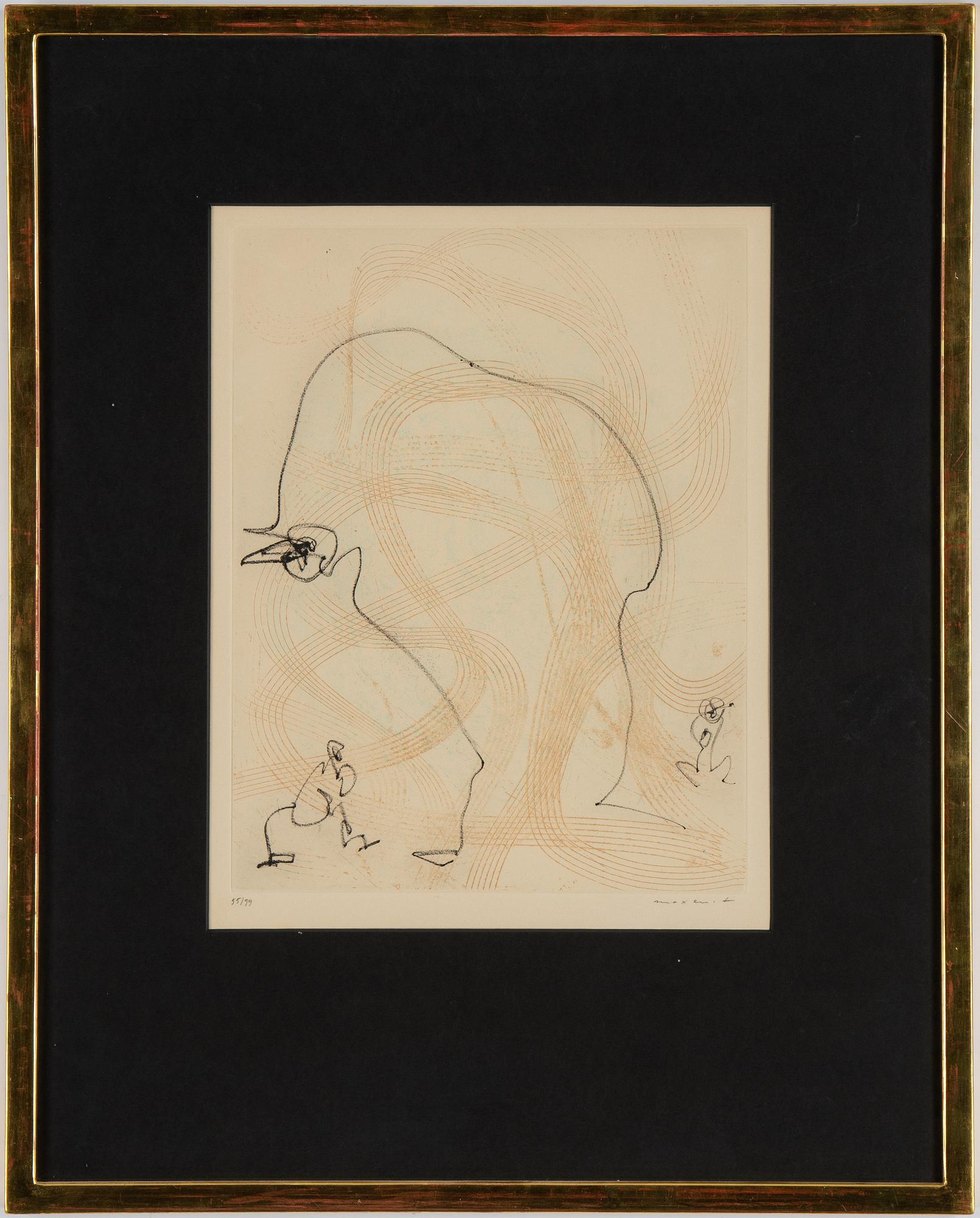 Max Ernst, etching in colours, 1966, signed 55/99.