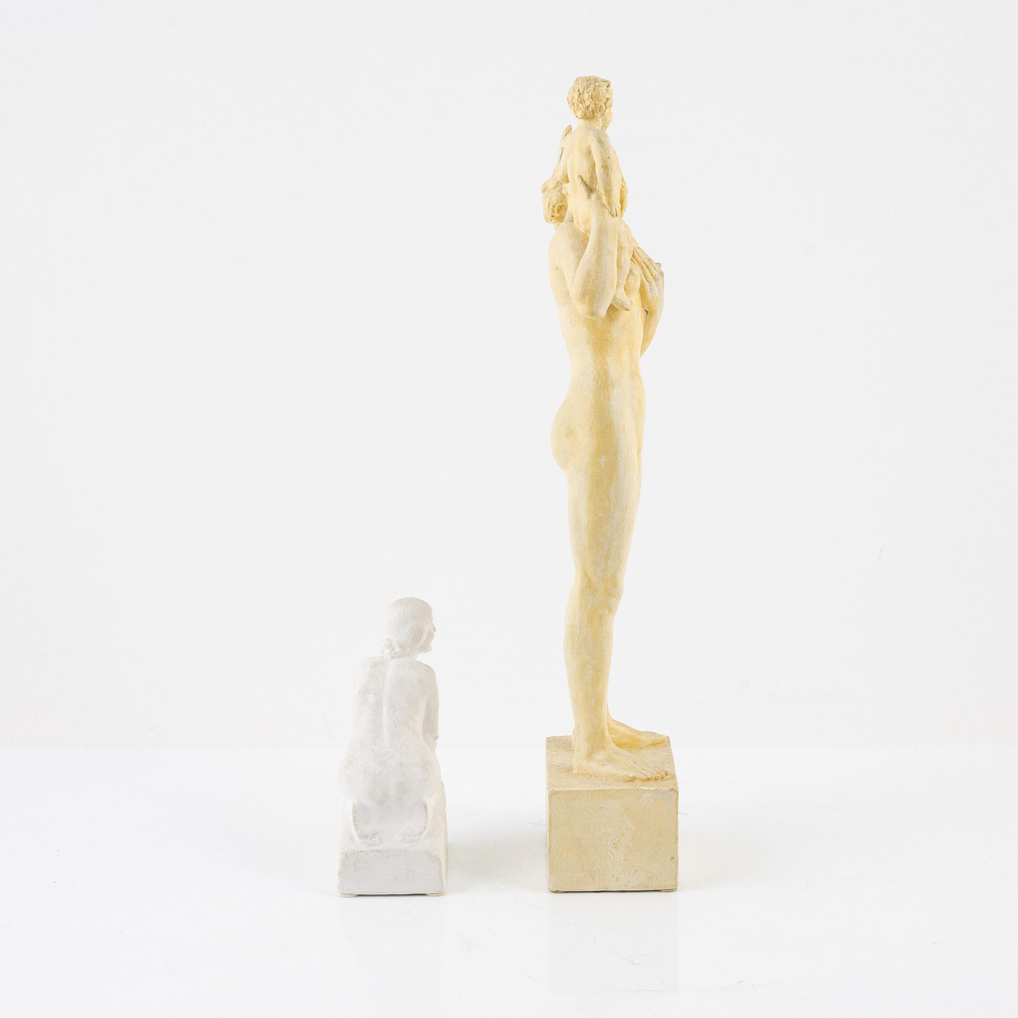 Olof Ahlberg. Skulpturer, 2 st. Signerade, gips.