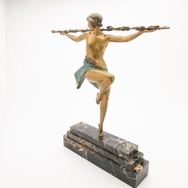 Sculpture, “La Danseuse au Thyrse”, after Pierre Le Faguays, 20th century.