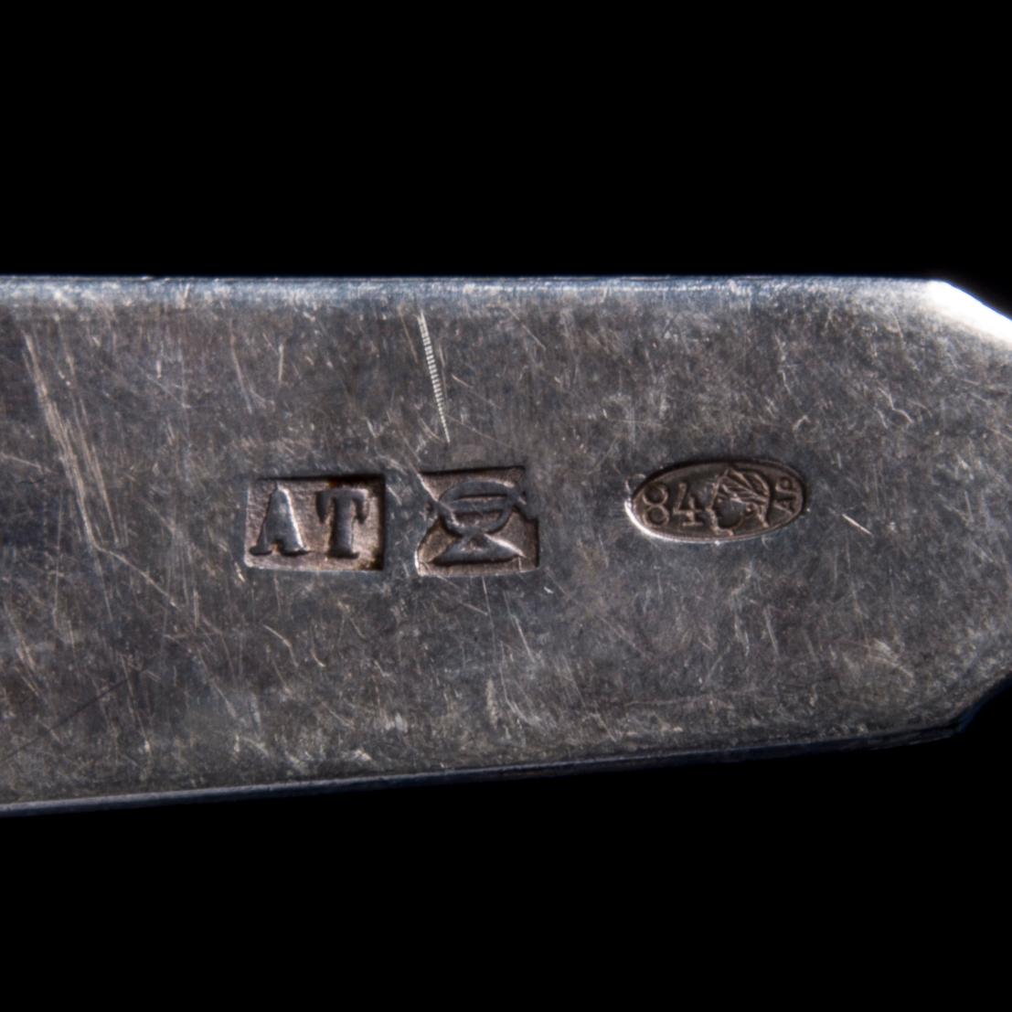 GAFFLAR, 6 st, silver, Ryssland 1900-talets början. Vikt 288 g.