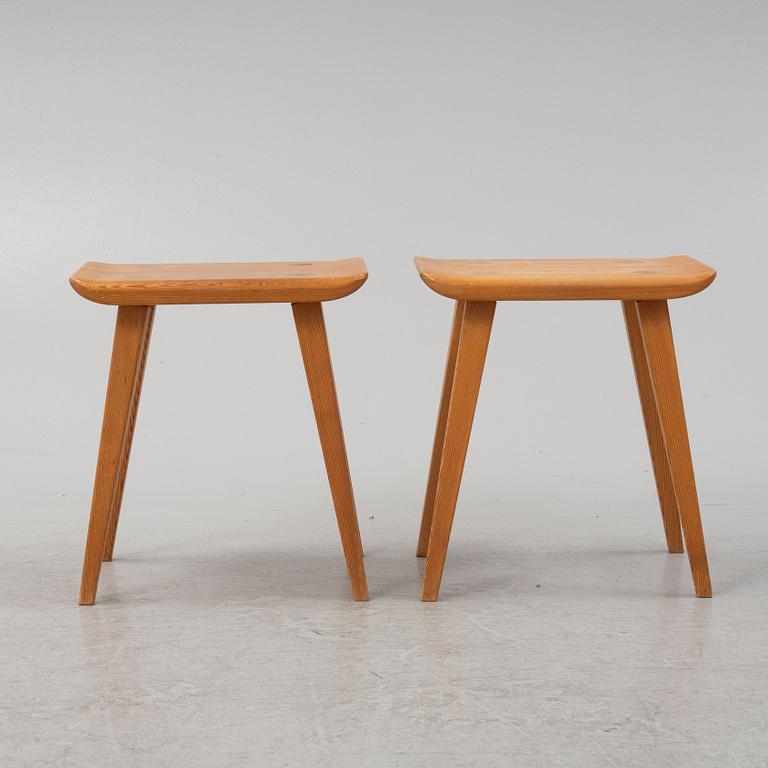 Carl Malmsten, stools, a pair, "Visingsö", second half of the 20th century.