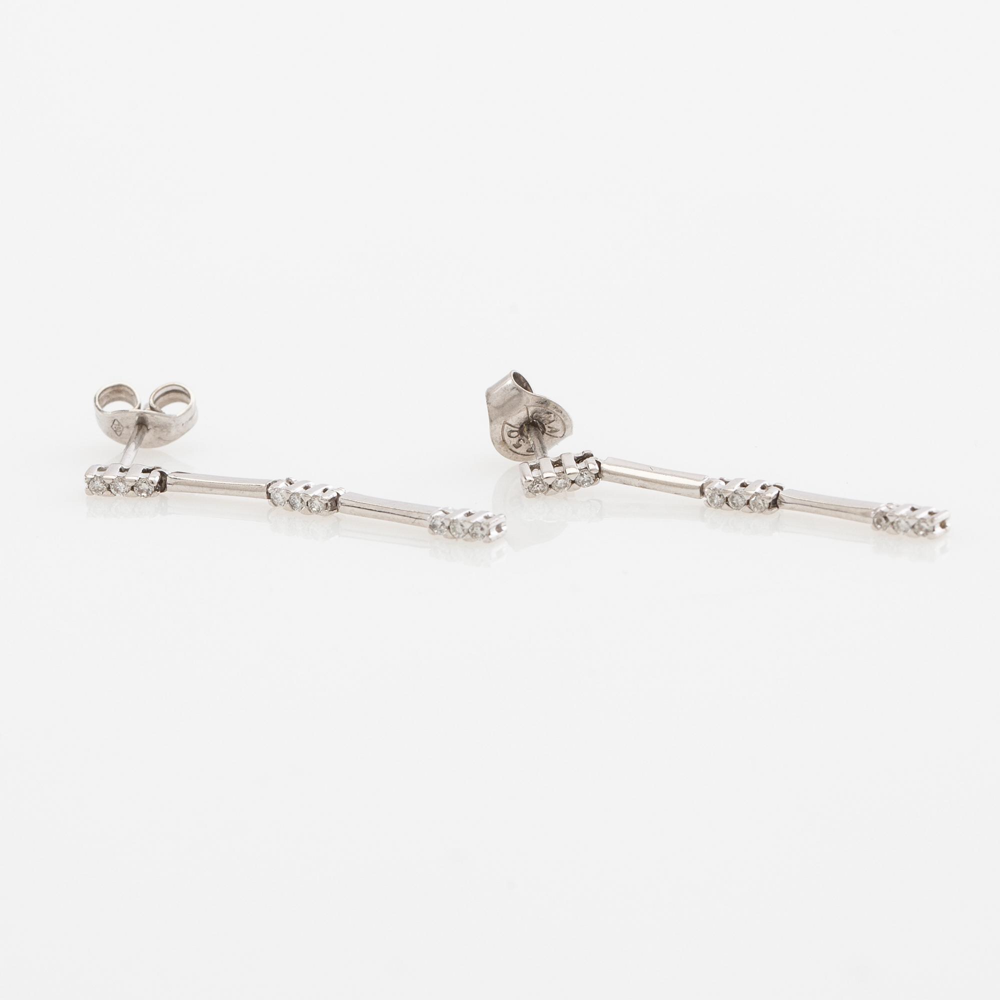 Earrings, a pair, 18k white gold with brilliant-cut diamonds.