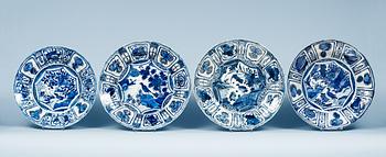 1537. A set of four blue and white dishes, Ming dynasty, Wanli (1573-1619).