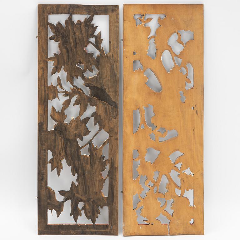 A set of two Japanese wooden panels, early 20th Century.