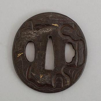 TSUBA, järn, Japan, Masataka, 1800-tal.