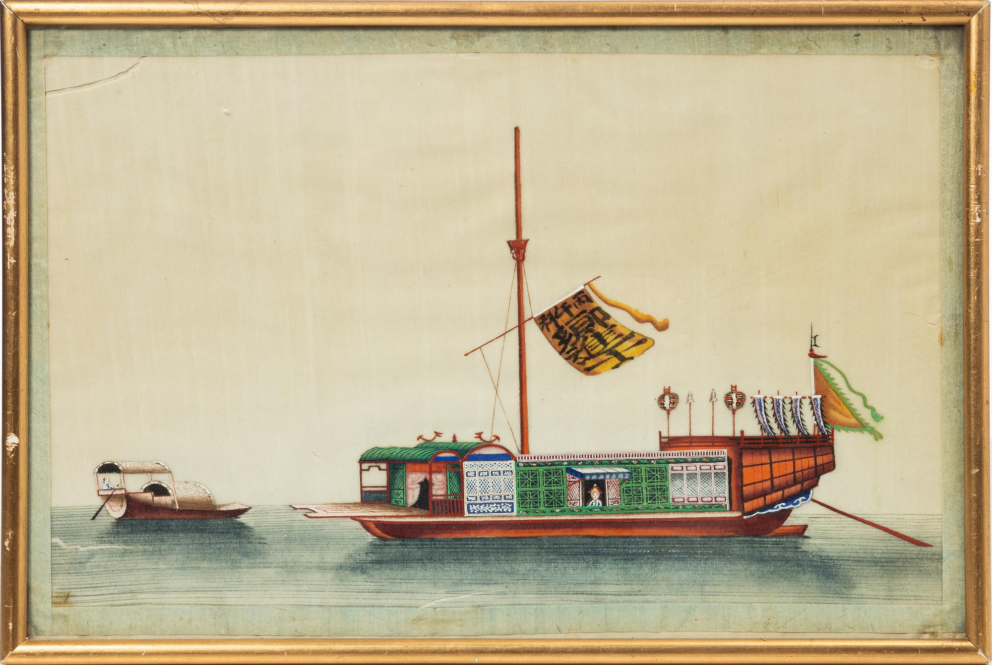 Rispappersmålningar, 9 stycken. Qingdynastin, 1800-tal.