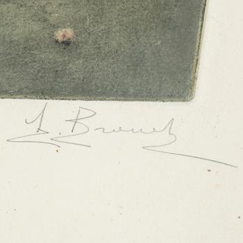 A litograhp in colors, Auguste Brouet, signed.