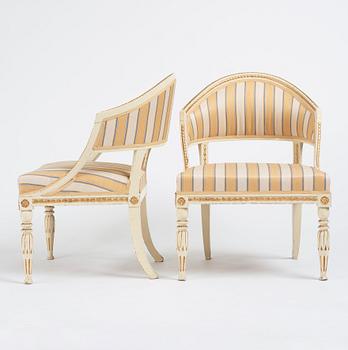 A pair of late gustavian armchairs, late 18th century.