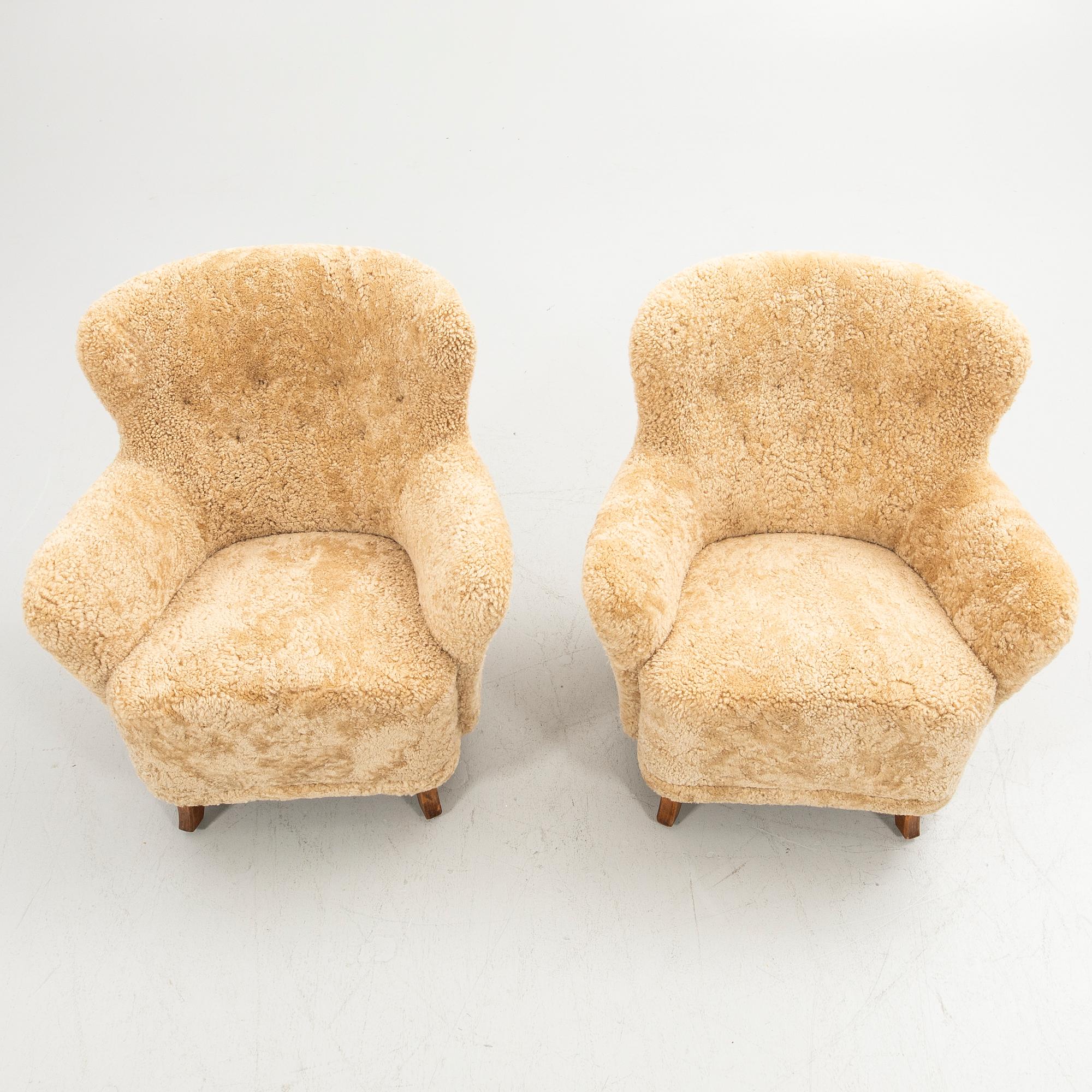 Armchairs, a pair, Asko, Finland, 1940s.