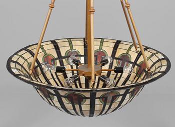 TAKLAMPA, Tiffanystil, 1900-talets andra hälft, höjd 120 cm.