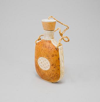 A Sami knife and bottle, Knut Dahlgren, Arvidsjaur, signed KD, second half of the 20th Century.