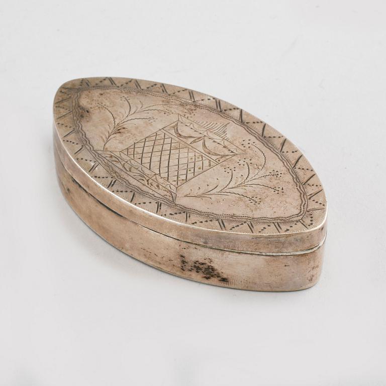 A SWEDISH SILVER SNUFF BOX, by Pehr Abraham Taxberg, Sundsvall, first half of the 19th century.
