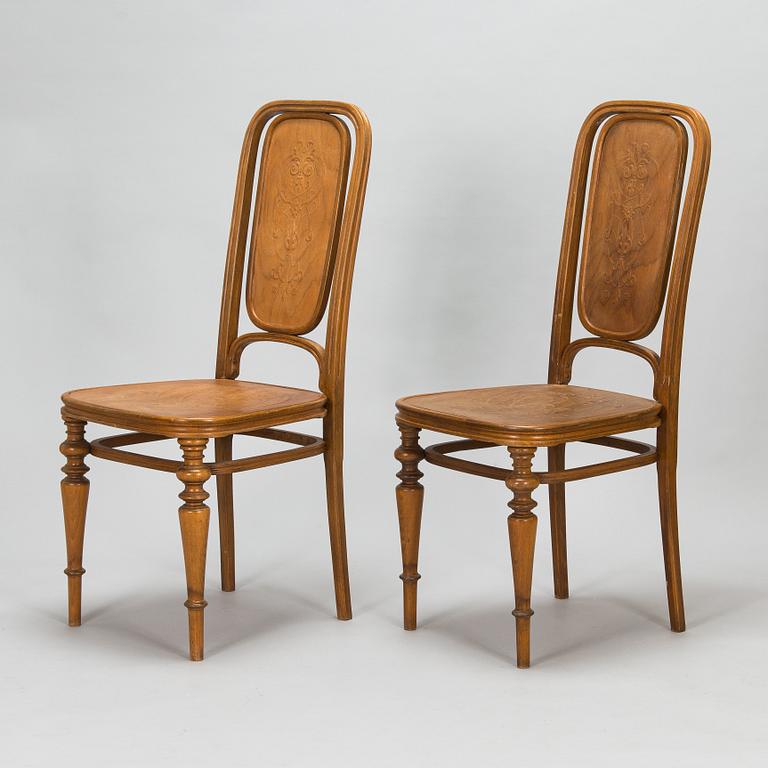 Six chairs by Jacob & Josef Kohn, Vienna, Austria, circa 1900.