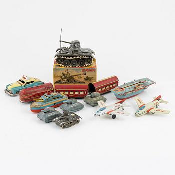 A set of eleven tin toys, Germany and Japan, 20th Century.