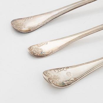 Bestick, 18 st, silver, modell gammal fransk, Sverige 1848-69, bl a JM Corth, Nyköping.