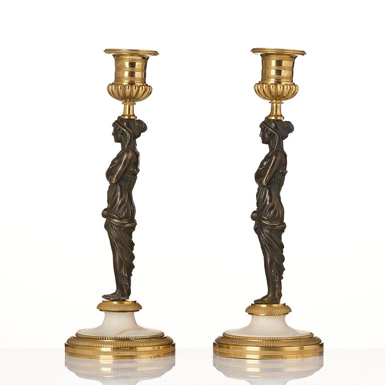 Ljusstakar, ett par, Frankrike, 1800-talets början, Empire.