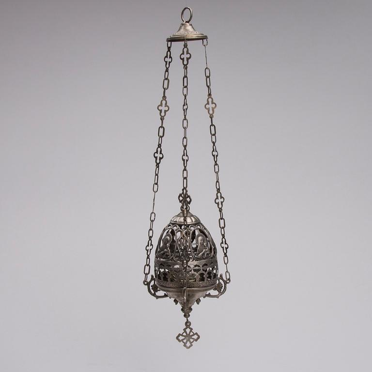 IKONLAMPA, förnicklad mässing, Ryssland sekelskiftet 1800/1900.