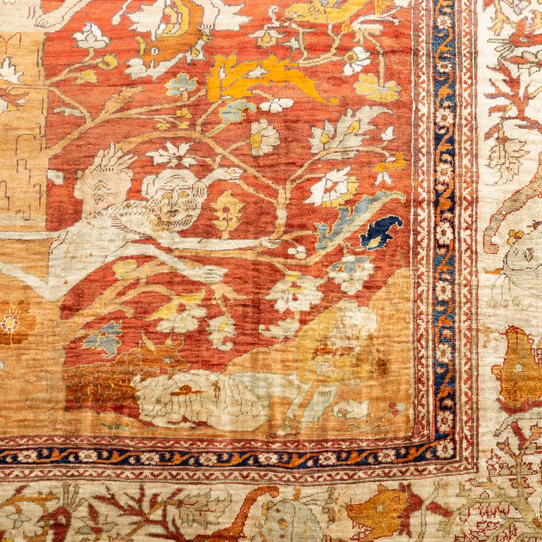 An antique silk Tabriz carpet, north west Persia, c 239 × 168 cm.