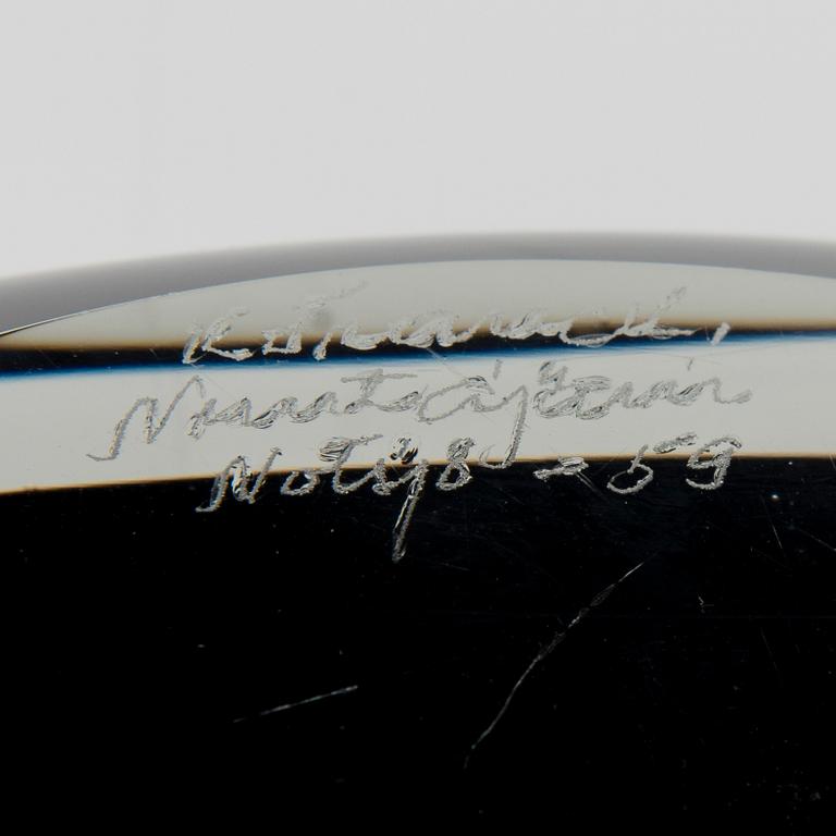 SKÅL, glas, "Videblad" signerad K. Franck, Nuutajärvi Notsjö -59.