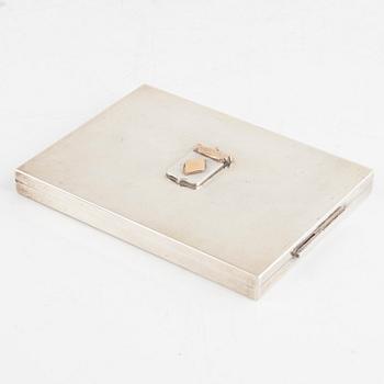 A Swedish 20th century sterling silver cigaret box, mark of Wiwen Nilsson, Lund 1949.